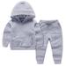 Virmaxy Toddler Baby Hoodies 2 Piece Set Solid Color Elastic Cuffs Pocket Tops With Elastic Waist Sweatpants Set Crew Neck Long Sleeve Tops Trousers Set Fall Winter Fashion Set For Kids Gray 6T