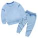 Virmaxy Toddler Baby Sweatshirt 2 Piece Set Solid Color Crew Neck Long Sleeve Tops With Elastic Waist Sweatpants With Pocket Set Fall Winter Fashion Set For Kids Light Blue 9Y