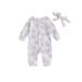 Frobukio Toddler Baby Girls 2Pcs Fall Outfits Long Sleeve Floral Button Up Romper with Headband Infant Clothes