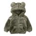 SILVERCELL Toddler Winter Warm Cardigan Coat Unisex Long Sleeve Solid Color Zipper Jacket Kids Cute Bear Ears Hoodie Outwear