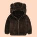 Utoimkio Toddler Baby Boys Girls Plush Hooded Jacket Cute Bear Ears Hoodies Coat Winter Thicken Warm Outwear for Kids Size 6M-4T