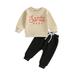 Newborn Christmas Letter Print Long Sleeve Sweatshirt and Pants Set