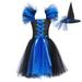 Wiueurtly Plain Dress Toddler Kids Baby Girls Magnificent Witch Halloween Black Gown With Hat Fancy Tutu Dress Up Party Tulle Dresses