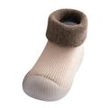 Meuva Kids Toddler Baby Boys Girls Solid Warm Knit Soft Sole Rubber Shoes Socks Slipper Stocking Big Kid Boys Slippers Big House Kid Apparel