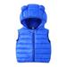 Toddler Kids Puff Down Vests Baby Boys Girls Sleeveless Hooded Coat Winter Cute Solid Color Windproof Padded Waistcoat Jacket Hooded Coat Blue 3 Years