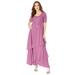 Plus Size Women's Chiffon Tiered Maxi Dress by Roaman's in Mauve Orchid (Size 26 W)