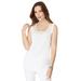 Plus Size Women's Rhinestone-Trimmed Tank by Roaman's in White (Size 12)