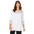 Plus Size Women's Lace-Trim Ultrasmooth® Fabric Tee by Roaman's in White (Size 18/20)