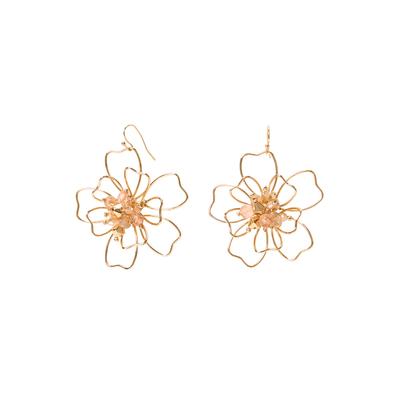 Women's Floral Beaded Earrings by Accessories For All in Gold
