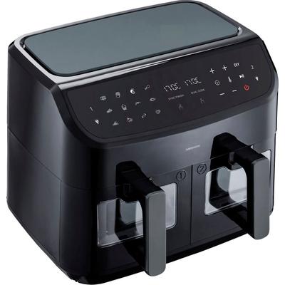 MEDION Heissluftfritteuse "MD11760 P20 XXL, 2 separat gesteuerte Garkammern, Touch Display" Fritteusen 9 Automatikprogrammeje 4,35 l pro Korb, schwarz schwarz