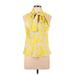 Nine West Sleeveless Blouse: Yellow Tops - Women's Size 10