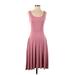 Olivia Rae Casual Dress - A-Line Scoop Neck Sleeveless: Pink Solid Dresses - Women's Size Small