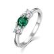 Ladies Solid Sterling 925 Silver 3 stone White Sapphire & Emerald Eternity Ring (M)