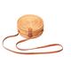Handwoven Round Rattan Bag Shoulder Leather Straps Natural Chic Hand (One Size,Photo Color)