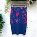 Lularoe Skirts | Lularoe Blue Floral Knee Length Pencil Skirt Size Xs | Color: Blue/Pink | Size: Xs