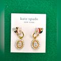 Kate Spade Jewelry | Kate Spade Cz Cut Crystals Gold Plated Dangle Drop Hoop Earrings Elegant Cute | Color: Gold/White | Size: Os