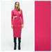 Zara Dresses | Nwot. Zara Fuchsia Knotted Cut Out Midi Dress. Size L. | Color: Pink | Size: L