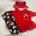 Disney Matching Sets | Disney Baby Girl Minnie Mouse 3/4 Zip Top And Matching Pant Set Size 3-6 Months | Color: Black/Red | Size: 3-6mb
