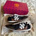 Tory Burch Shoes | New In Box Tory Burch Vintage Double T Trainers Sneakers Shoes Size 7 Leather | Color: Black/Brown | Size: 7
