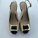 Nine West Shoes | Nine West Beige Open Toe Sling Back Slip-On's Size 10 With Black & Gold | Color: Black/Gold | Size: 10