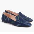 J. Crew Shoes | J.Crew Blue Metallic Jacquard Smoking Slippers | Color: Blue/Green | Size: 8.5