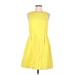 J.Crew Casual Dress - A-Line Crew Neck Sleeveless: Yellow Print Dresses - Women's Size 8
