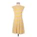 Old Navy Casual Dress - A-Line Crew Neck Short sleeves: Yellow Stripes Dresses - Women's Size X-Small