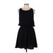 Everly Casual Dress - Mini Scoop Neck Sleeveless: Black Solid Dresses - Women's Size Large
