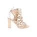 Wild Diva Heels: Ivory Print Shoes - Women's Size 7 1/2 - Open Toe