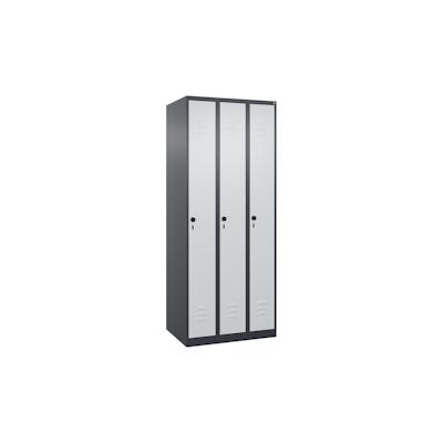 C+P Spind Classic PLUS, 3 Abteile, HxBxT 185x75x50cm, Sicherheitsdrehriegel, Anthrazit/Hellgrau von PROREGAL Image