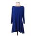 Alisha. D 3/4 Sleeve Top Blue Solid Boatneck Tops - Women's Size Small