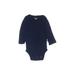 Carter's Long Sleeve Onesie: Blue Print Bottoms - Size 3 Month