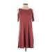 Spirit of Grace Casual Dress - Mini Crew Neck Short sleeves: Burgundy Solid Dresses - Women's Size Small