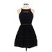 Sam Edelman Cocktail Dress - Fit & Flare Crew Neck Sleeveless: Black Solid Dresses - Women's Size 6