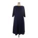 Roaman's Casual Dress - A-Line Crew Neck Short sleeves: Blue Print Dresses - Women's Size 14