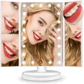 Miroir de courtoisie à 22 lumières LED 1/2/3X grossissant cosmétique 3 miroirs de maquillage