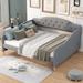 Red Barrel Studio® Raytcho Full/Double Iron Daybed w/ Trundle Upholstered/Linen in Brown/Gray | 38.6 H x 56.3 W x 79.5 D in | Wayfair