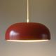 Original Danish 1970s Red Dome Metal Pendant Lampshade by ES Horn - Fully Restored