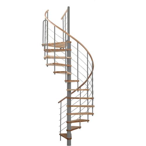 Minka Spindeltreppe Venezia grau Wendeltreppe Holztreppe, 160 cm, Eiche