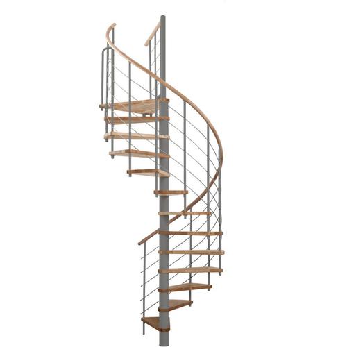 Minka Spindeltreppe Venezia grau Wendeltreppe Holztreppe, 160 cm, Eiche