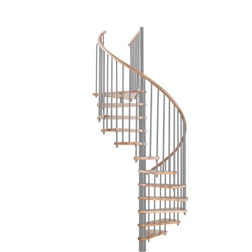 Minka Spindeltreppe SPIRAL WOOD grau Wendeltreppe Holztreppe, 160 cm, Weiß