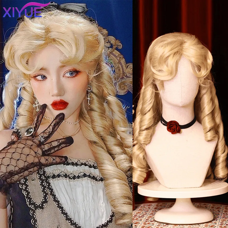 XIYUE Synthetische lange gerade Lolita-Perücke mit Pony, rot, Ombre, schwarz, Cosplay, Party, Halloween, Weihnachten, gewellt, lockig, Harajuku-Perücke