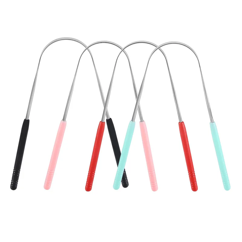 Edelstahl Zunge Bürsten Zunge Schaben 4 Farben Zunge Schaber Metall Reinigung Beschichtet Mundhygiene Schaber Reinigung Werkzeug Image