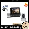 Dashcam 4k gps wifi 24h park monitor dash cam für auto dvr dual kamera vorne und hinten nachtsicht