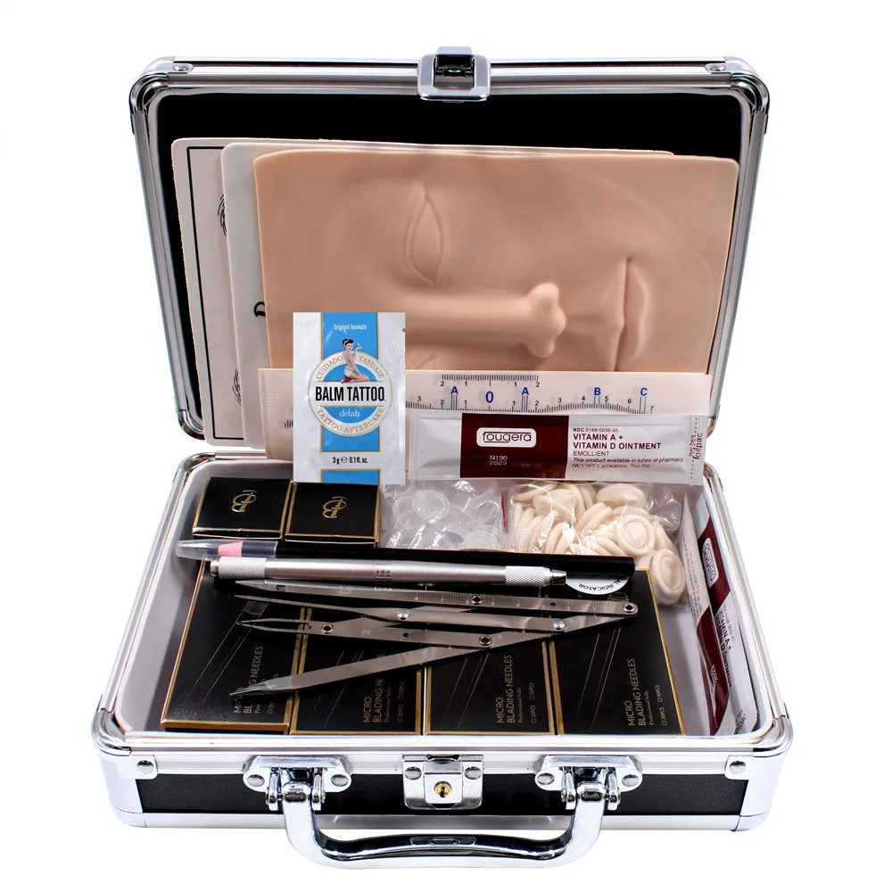 Permanent Make-Up Kit Microblading Neddle Augenbraue Bleistift Manuelle Stift Praxis Haut Herrscher Inkcups Microblading Pigment Tattoo Kit Image