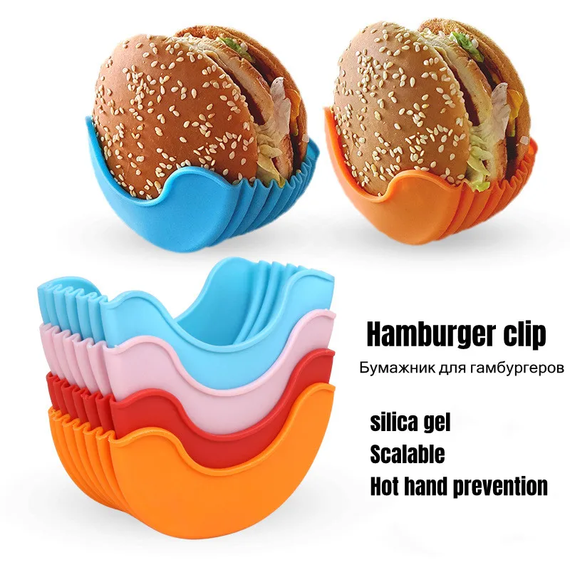 Kontaktiver Burger-Lebensmittel-Festclip-Shell, Sandwich-Hamburger-Silikon-Rack-Halter für den Haushalt, waschbar, Küche, praktisches Teil