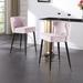 Modern Velvet Upholstered Bar Stools with Metal Legs, Counter Height Dining Chairs with Wing Backrest and Footstool