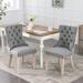 Modern Gray Wing-Back Dining Chair Linen Fabric Barstools Lounge Chair