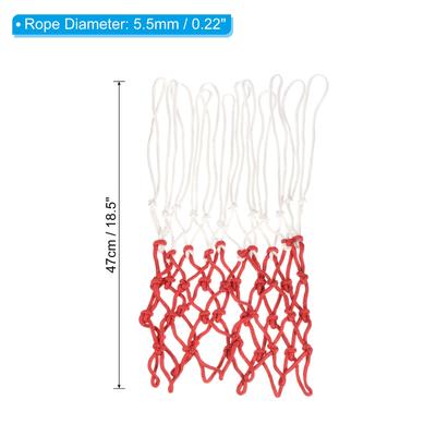 2Pcs 16.9" PP Basketball Hoop Net Replacement Outdoor, White Red