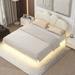 Full/Queen Size Upholstery Platform Bed w/ PU Leather Headboard & Sturdy Support Legs, Underbed LED Light, Platform Bed for Kids